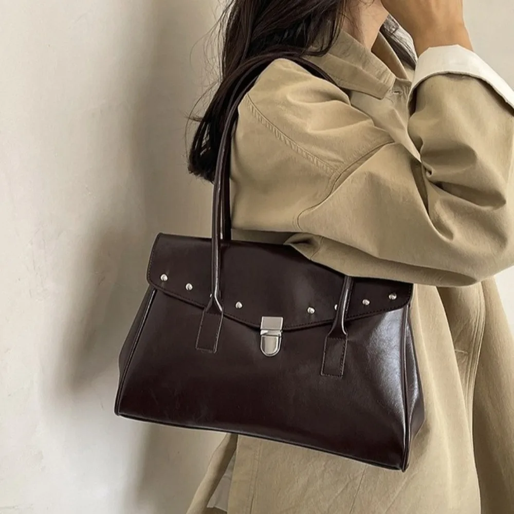 Large Capacity Tote Bag Single Shoulder Strap Top Handle Design Shoulder Purse Versatile Structure Briefcase Bag Daily Use