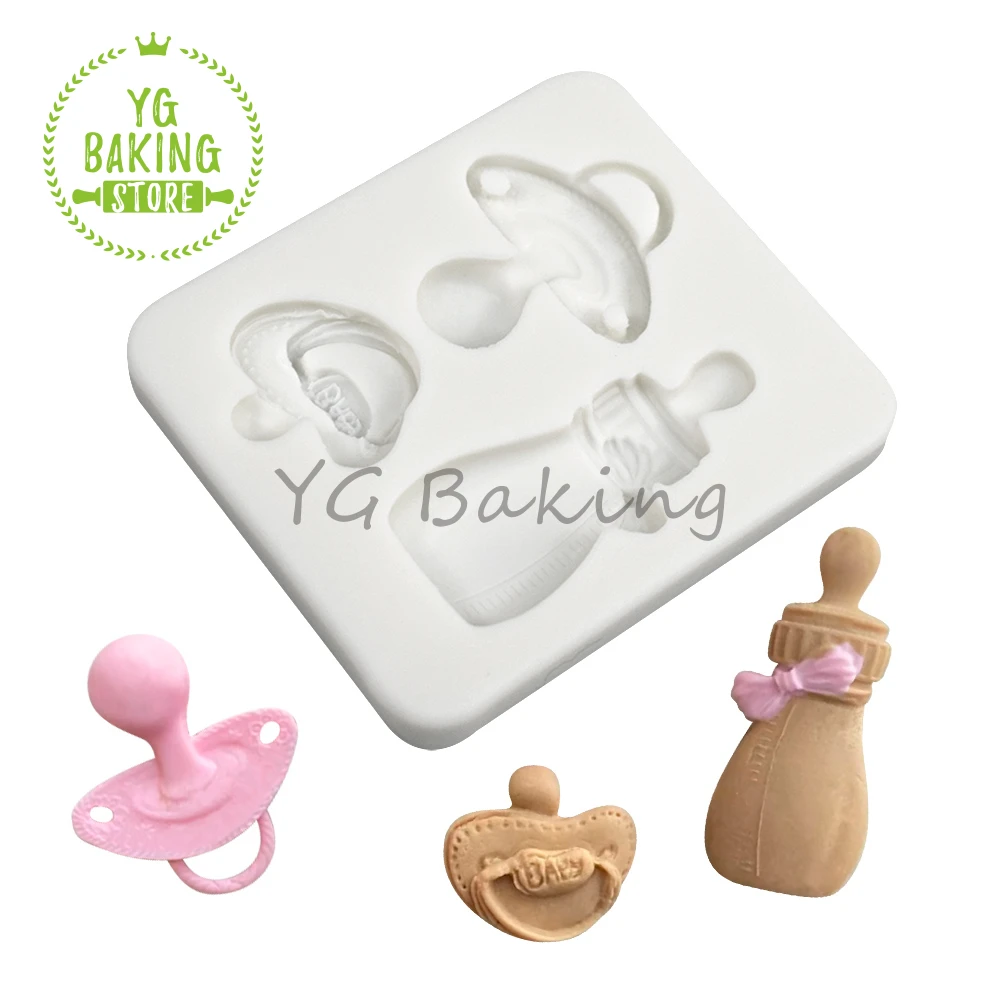 Dorica 3D Baby Pacifier Feeding Bottle Design Silicone Mold Chocolate Fondant Mould DIY Clay Form Cake Decorating Tools Bakeware