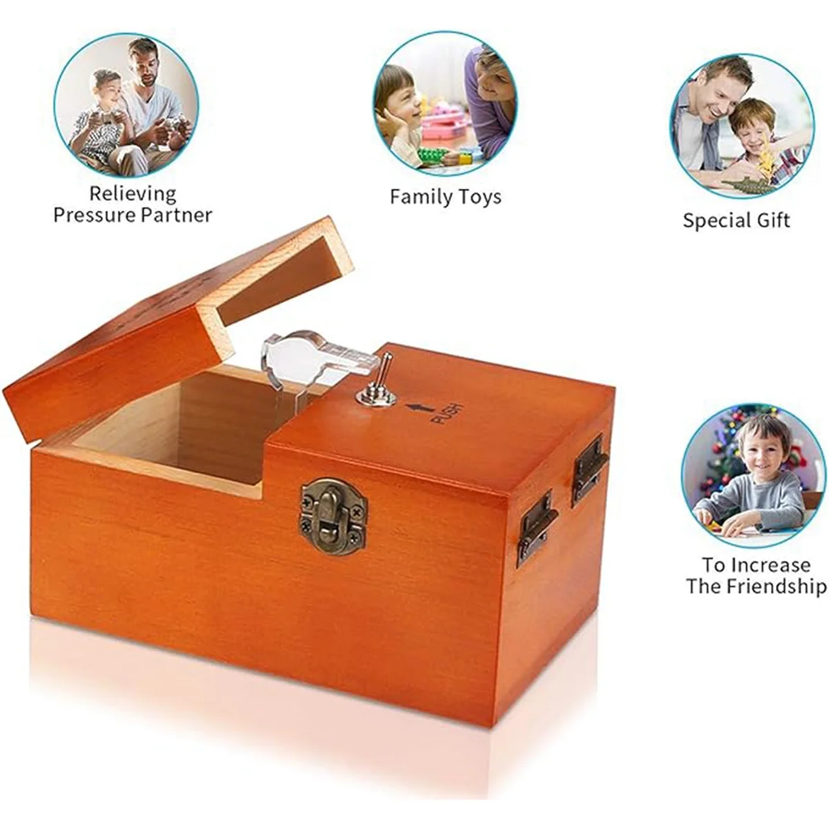 Eine nutzlose Box mit Überraschungen Holz nutzlose Box komplett montiertes Spielzeug für Erwachsene und Kinder dunkle Holz farbe