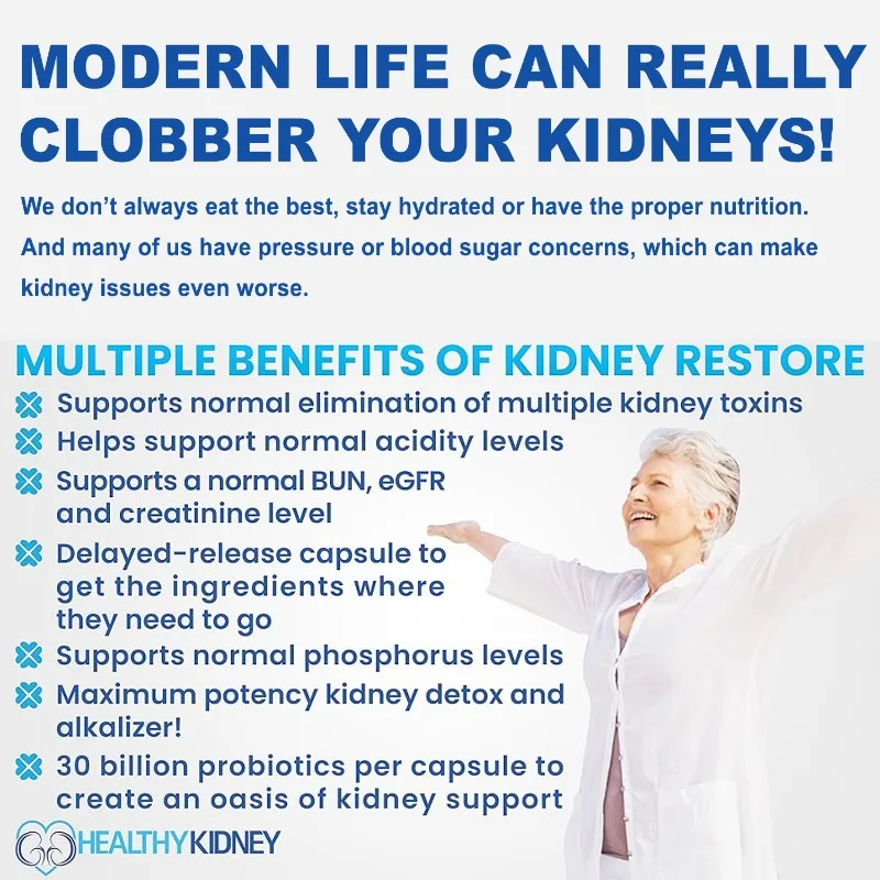 Kidney Cleanse and Detox Supplement - Helps Maintain Kidney Health, Eliminate Toxins, Restore Vitality and Enhance Immunity