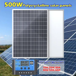 500W 1000W Solar Panel Kit Complete 12V Polycrystalline Power Portable Outdoor Rechargeable Solar Cell Solar Generator for Home