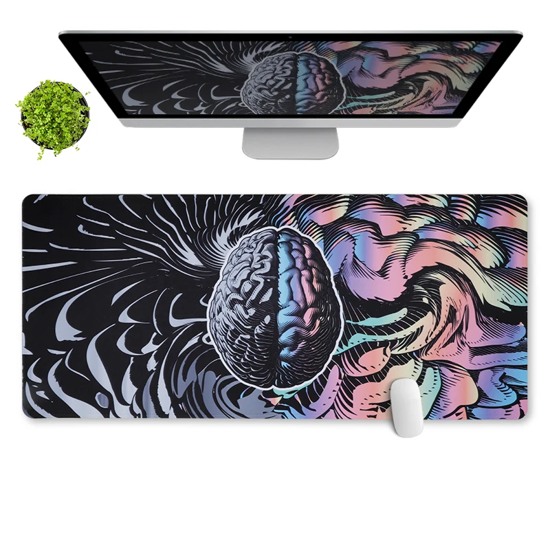 

Black and White Color Brain Large Mouse Pad - non-slip bottom, beautiful pattern, mouse can slide smoothly, suitable for office