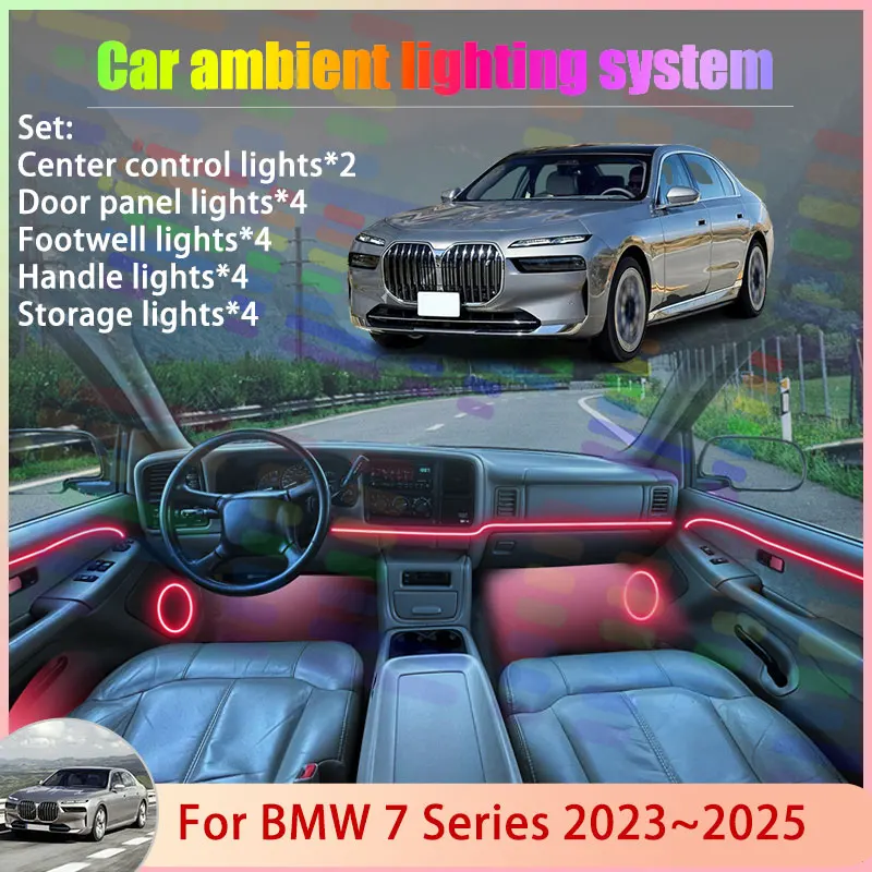 

For BMW 7 Series MK7 2023 2024 2025 i7 G70 G73 2/18 in 1 Car Atmosphere Light Lamp RGB Shade Ensemble Streamer Atmosphere Set