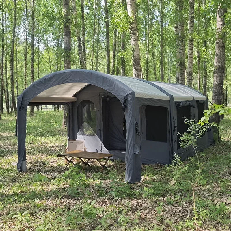 Two-bedroom and one-hall inflatable tunnel tent outdoor rainstorm-proof and wind-resistant family camping, dedicated to