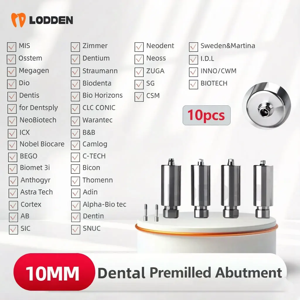 

10pcs Hex 10mm Dental Premilled Abutment Osstem CAD CAM Custom Titanium Blanks for Megagen Zimmer Dentis MIS Korean Department