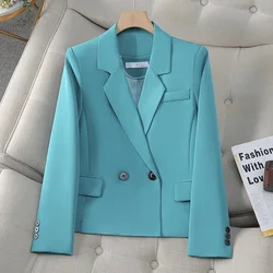Chaqueta corta de manga larga para mujer, abrigo Formal, Tops informales, prendas de vestir exteriores, color negro, blanco y azul, primavera y otoño, novedad