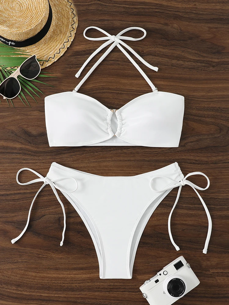 

Sexy High Waist Bikini Beach Women's Swimsuit 2026 Two-piece Bathing Suit Woman Swimwear Bandeau Bikinis Sets Brazilian Biquini