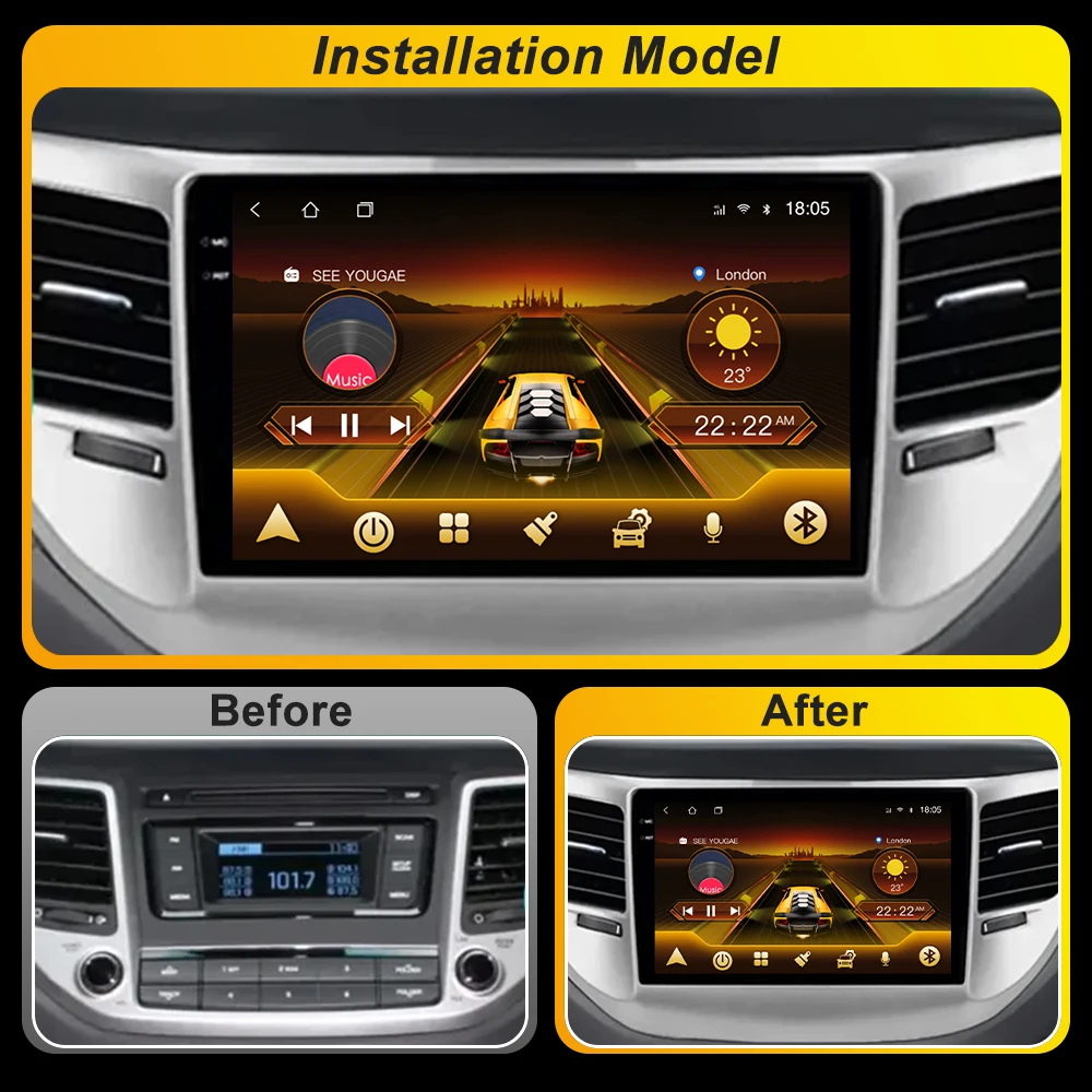 For Hyundai Tucson IX35 3 2015 - 2017 2018 Android 16 Stereo Multimedia Player GPS Navigation 2din Carplay 4G Wifi RSD