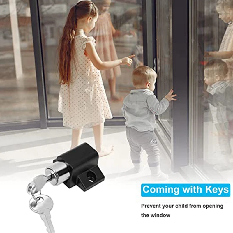 أفضل 2 قطعة مجموعة الفولاذ المقاوم للصدأ سبائك الألومنيوم نافذة قفل مكافحة سرقة قفل انزلاق الباب الطفل قفل مضاد للسرقة أسود