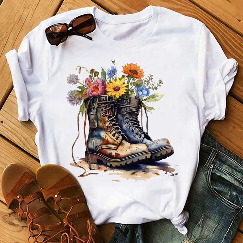 15 styles Fun boot flower arrangement DTF Sticker Heat Transfer lady Clothes Ironing on DIY Fashion T-Shirt Washable Vinyl Patch