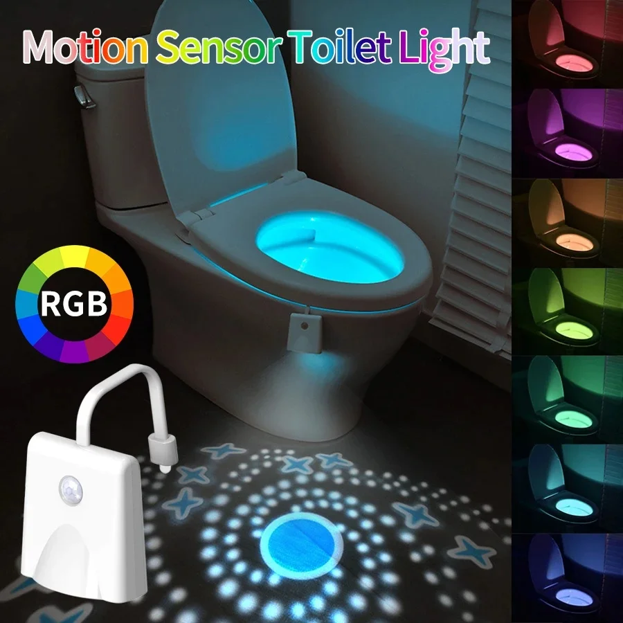 

Motion Sensor RGB Toilet Light Color Adjustable with Star Projector Light Waterproof Durable Bathroom Toilet Bowl WC Backlight