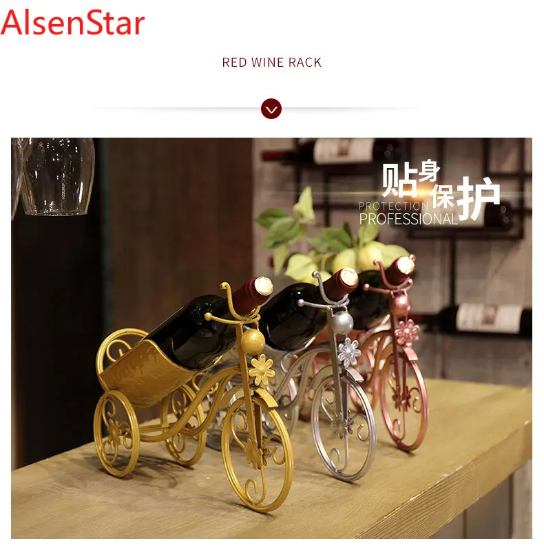 

Retro Wrought Iron Tricycle Red Wine Rack Ornaments Creative Home Wine Cabinet Decoration Wine Bottle Storage Rack Holder Shelf