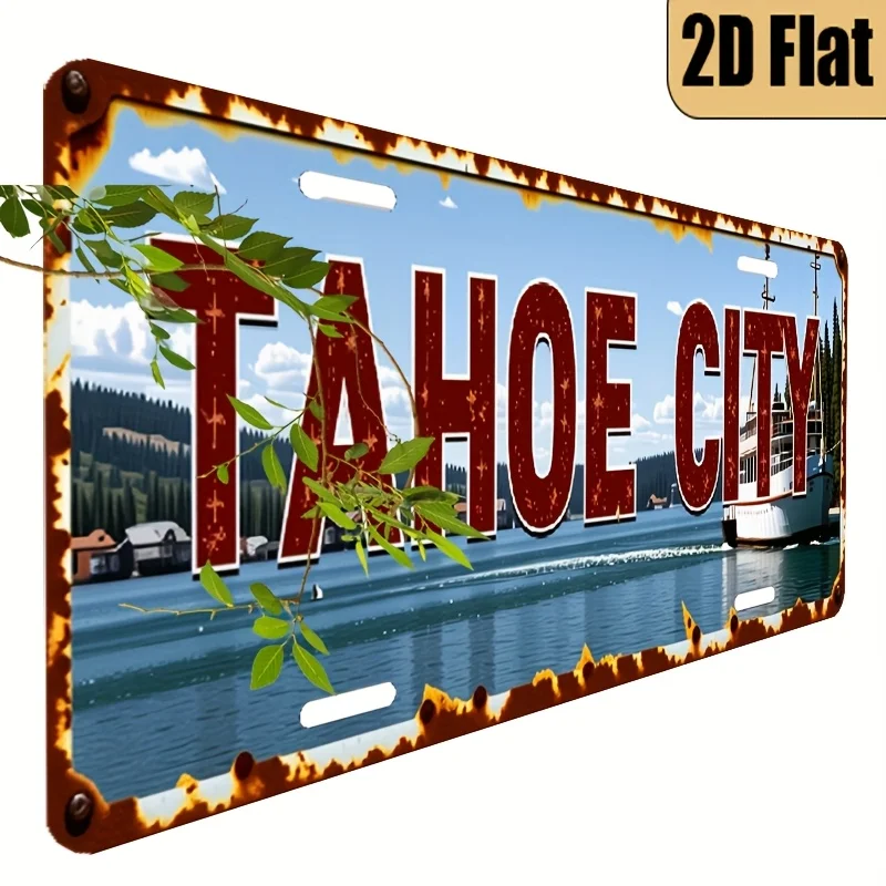 1pc Vintage Tahoe California License Plate - 6x12 Inch Retro Car-Style Sign with Tahoe City Logo, Lake Tahoe Nevada/South Lake T