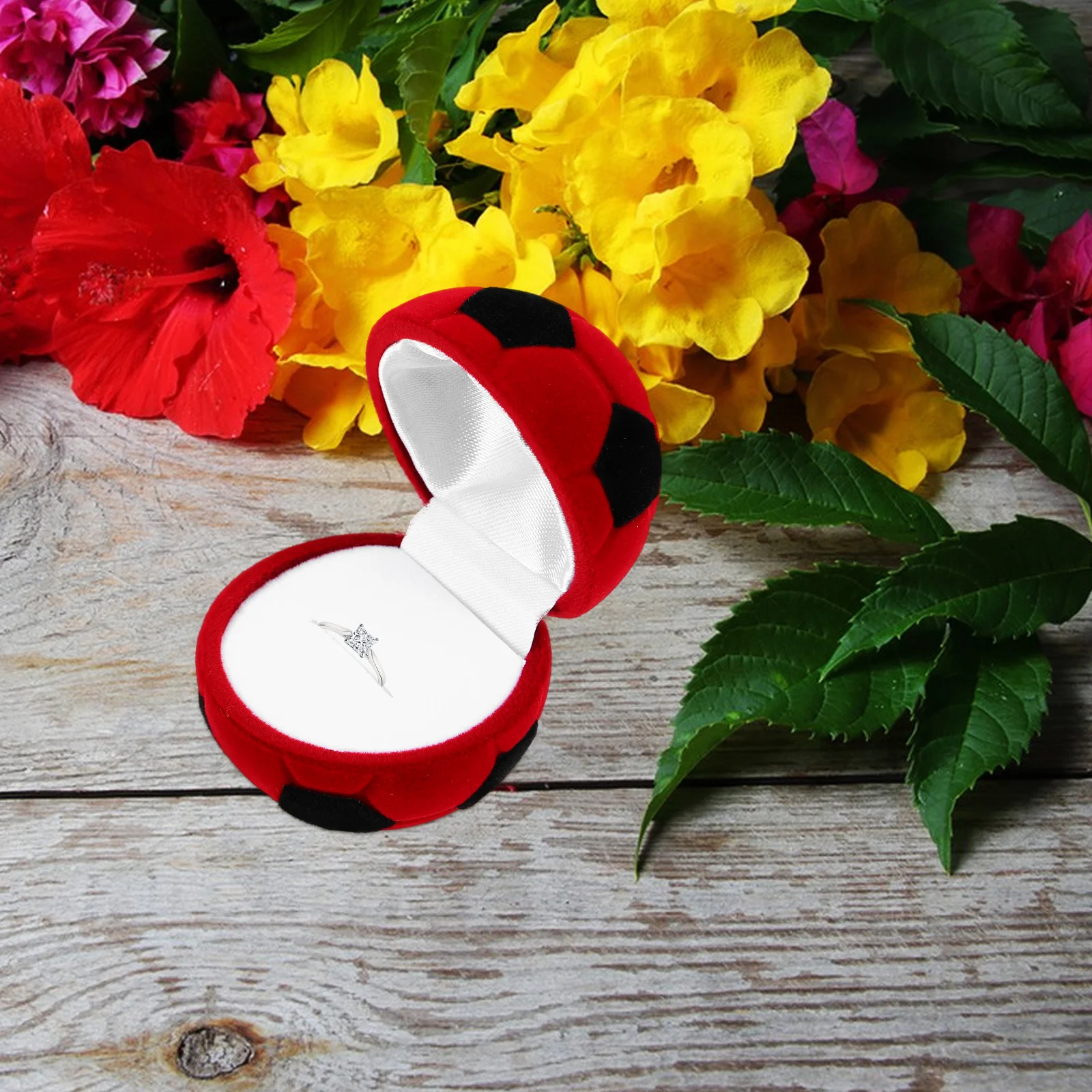 Football Shaped Jewelry Box Ball Design Ring Earring Storage Gift Case For Proposal Wedding Travel Home Use