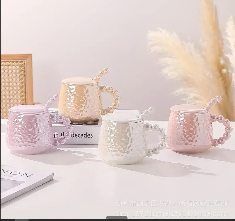 

Гальваническая керамическая чашка для воды с крышкой, ложка, кофейные чашки, чашка для чая с молоком, чашка для послеобеденного чая, кофейная кружка, чайные кружки, подарок
