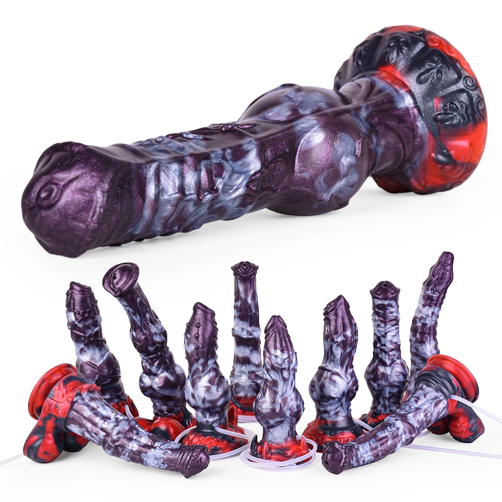 NNSX Ejaculating Fantasy Dog Knot Dildo Liquid Silicone Butt Plug Anal Plug With Sucker Flirting Sex Toys For Women Men Adults
