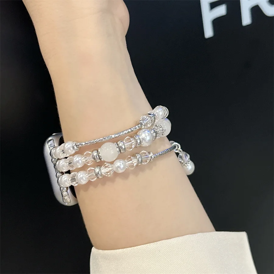 Criativo Bohemian Pearl Crystal Beading, Compatível com Correia iWatch, Verão, Novo Produto, 38mm, 40mm, 41mm, 42mm, 44mm, 45mm, 49mm