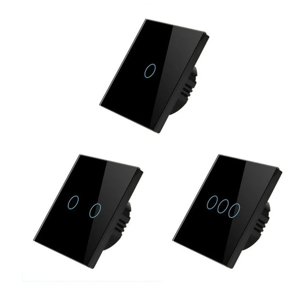 Wall Touch Switch Glass Panel EU UK Standard Lighting Control Single Live Wire Smart Home Accessory 10A Modern Style