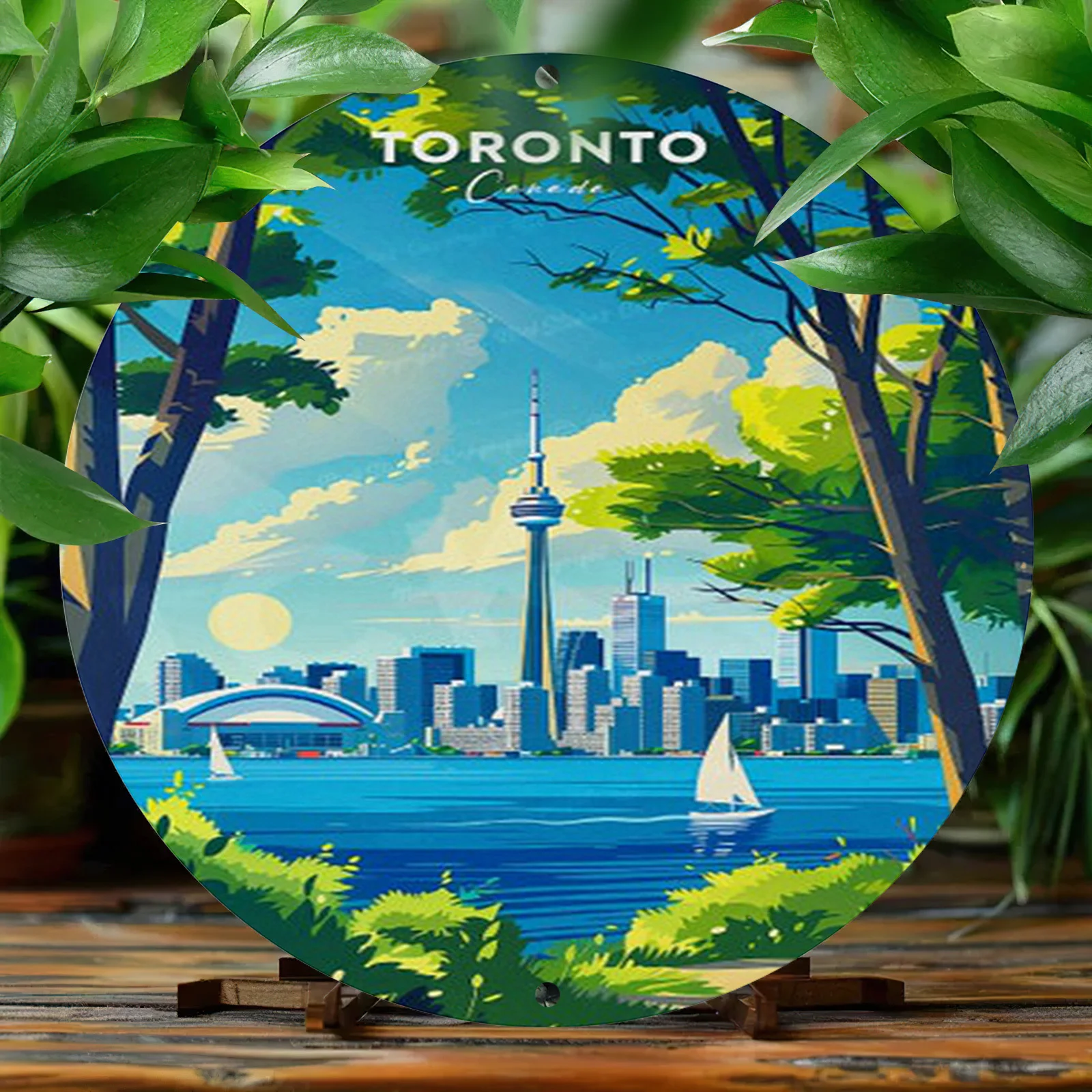Toronto-Themed Aluminum Wall Art, 1pc Round Vintage Style Metal Sign, 20.32x20.32 cm - Outdoor/Indoor Scratch & UV Resistant Dec