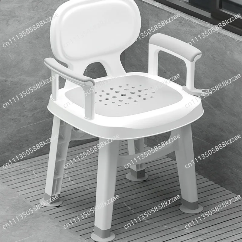 Bath Shower Stool Anti-Slip Suction Pad Chair With Armrest Adjustable Backrest Seat Chair Removable Sit Bench For Home Bathroom