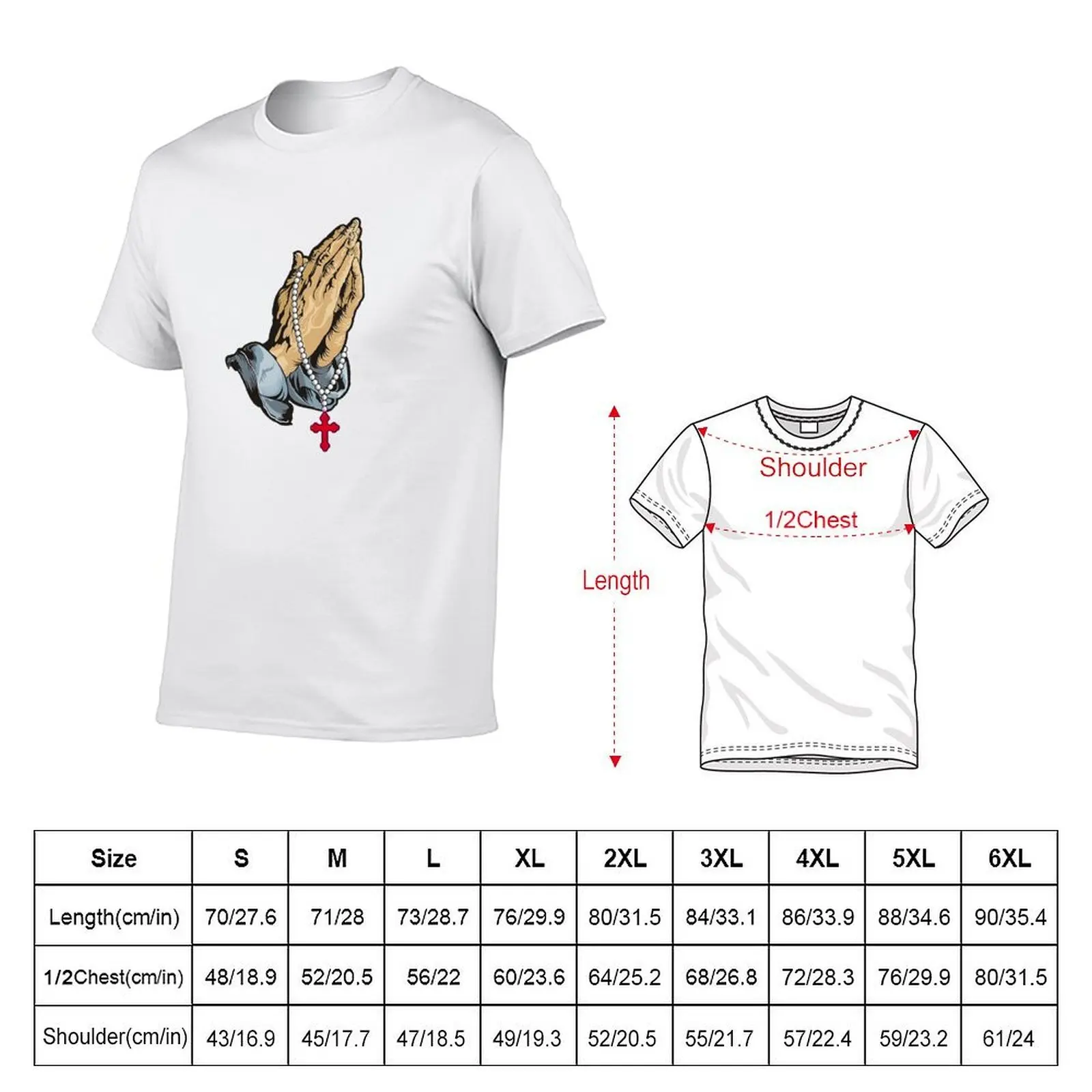 praying hands T-Shirt Basic Casual Short Sleeve Cotton Shirt