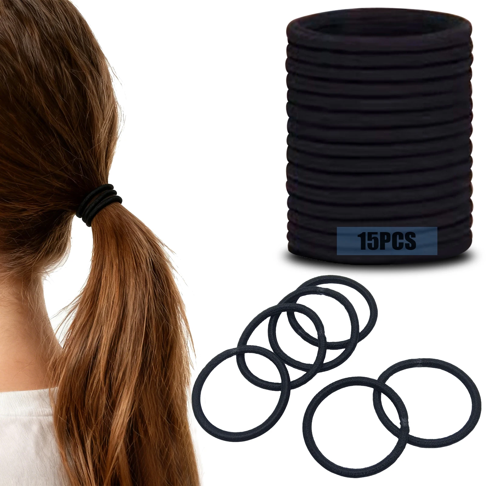Painless and Non Damaging Hair High Elasticity Hair Loop Black Headband For Women Non Damaging Hair Tie Simple Rubber Band