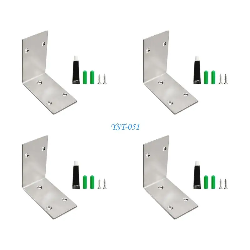 E15A 4Pcs Multipurpose Stainless Steel Corner Brace 90 Degree Fixed Bracket