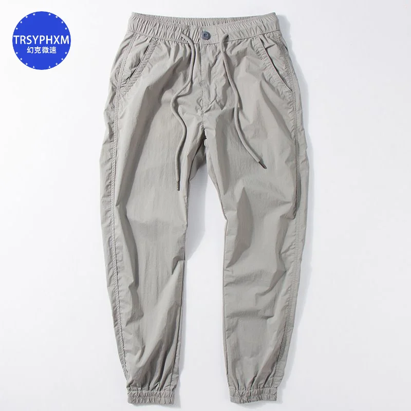 

TRSYPHXM 2024.8.13 new Men's autumn slim pants, simple, ankle tied, loose casual pants, dark gray sports pants