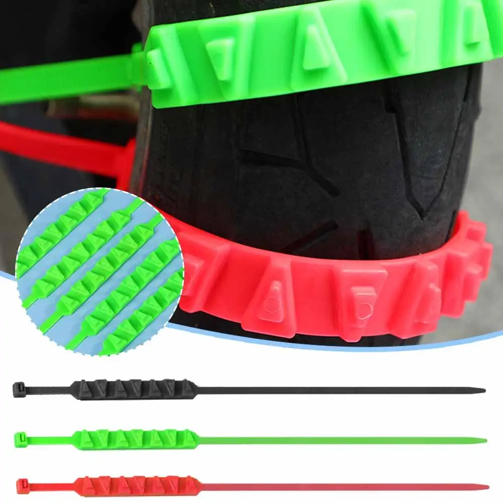 10pcs Winter Motorcycle Tire Anti-skid Chain Portable Outdoor Bicycle Prevent Skidding Snow Tire Bramble Strap Safe Driving Tool