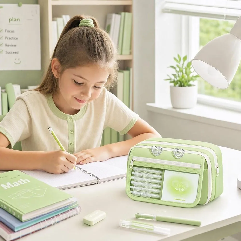 New Oxford Pencil Case Flip-Top Large Capacity Pencil Pouch Multi-Layer With Compartment Pen Organizer for Students