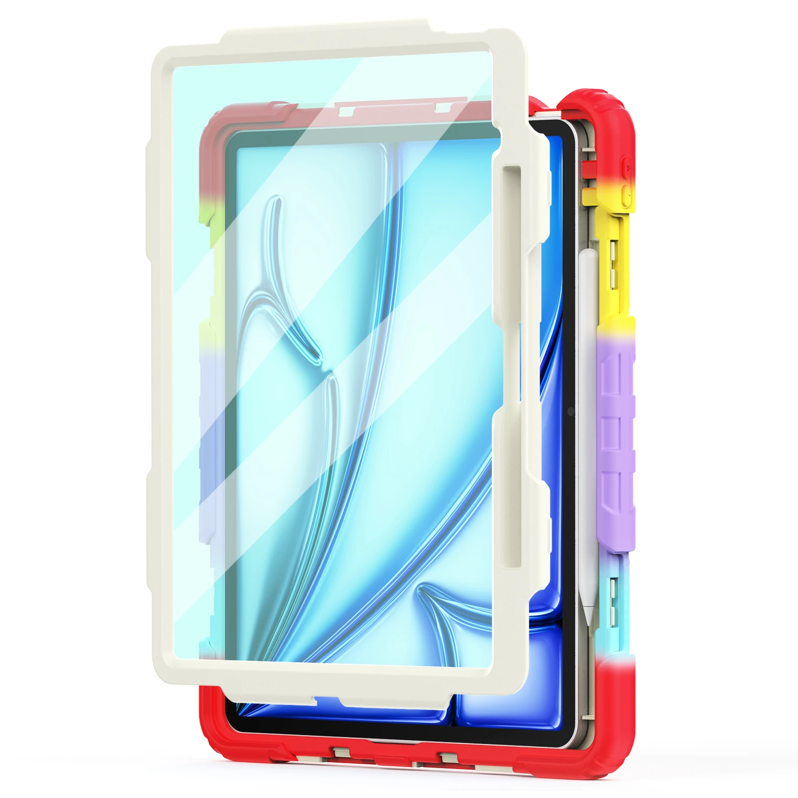 With Screen Protector Case For iPad Air Pro 13 2024 A2898 A2903 A2904 A2925 A2926 A3007 Rotating Stand Cover Hand Shoulder Strap