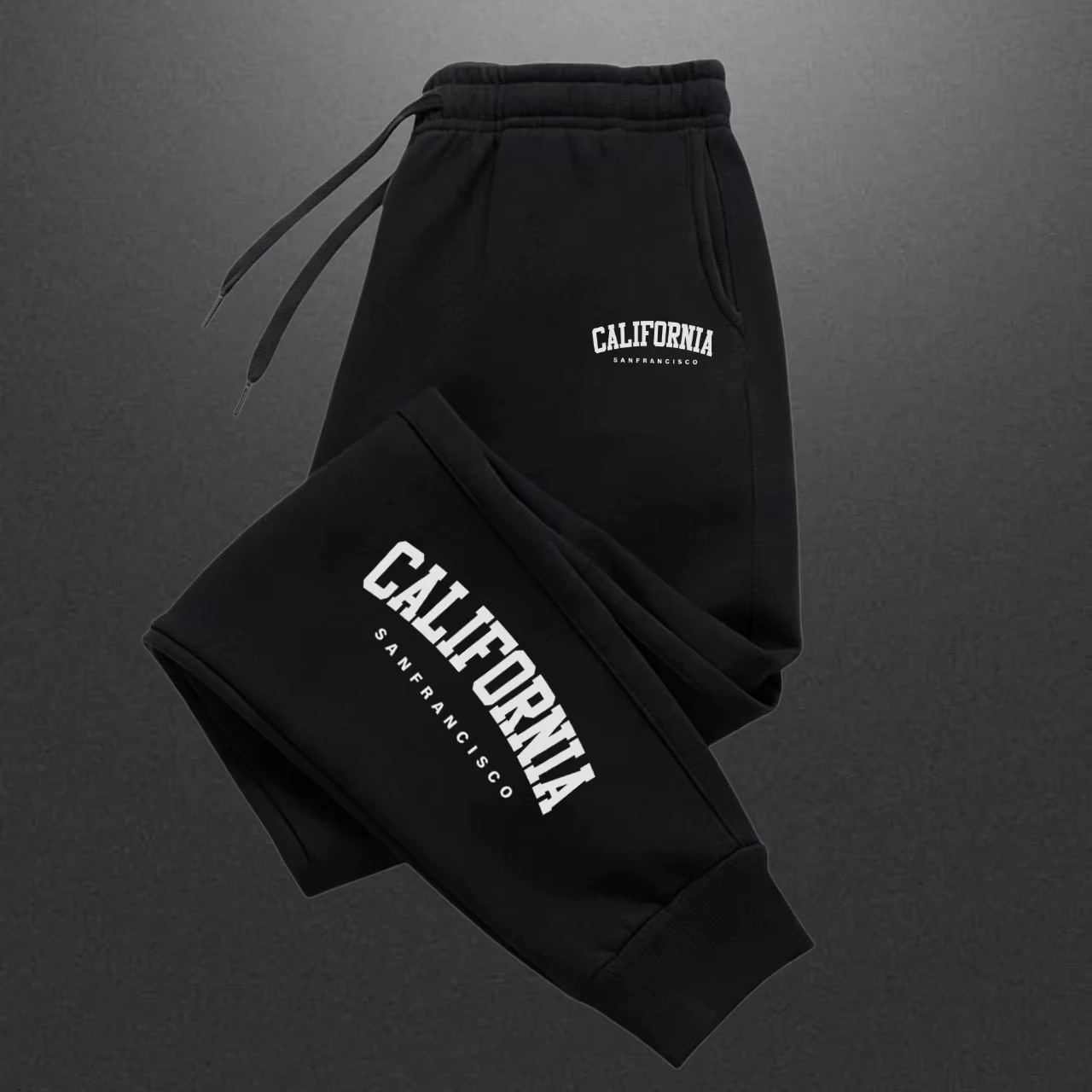 Casual Printed Sports Running Trousers Men Women Autumn Drawstring Long Pants Fitness Solid Sweatpants Unisex Gym Wear
