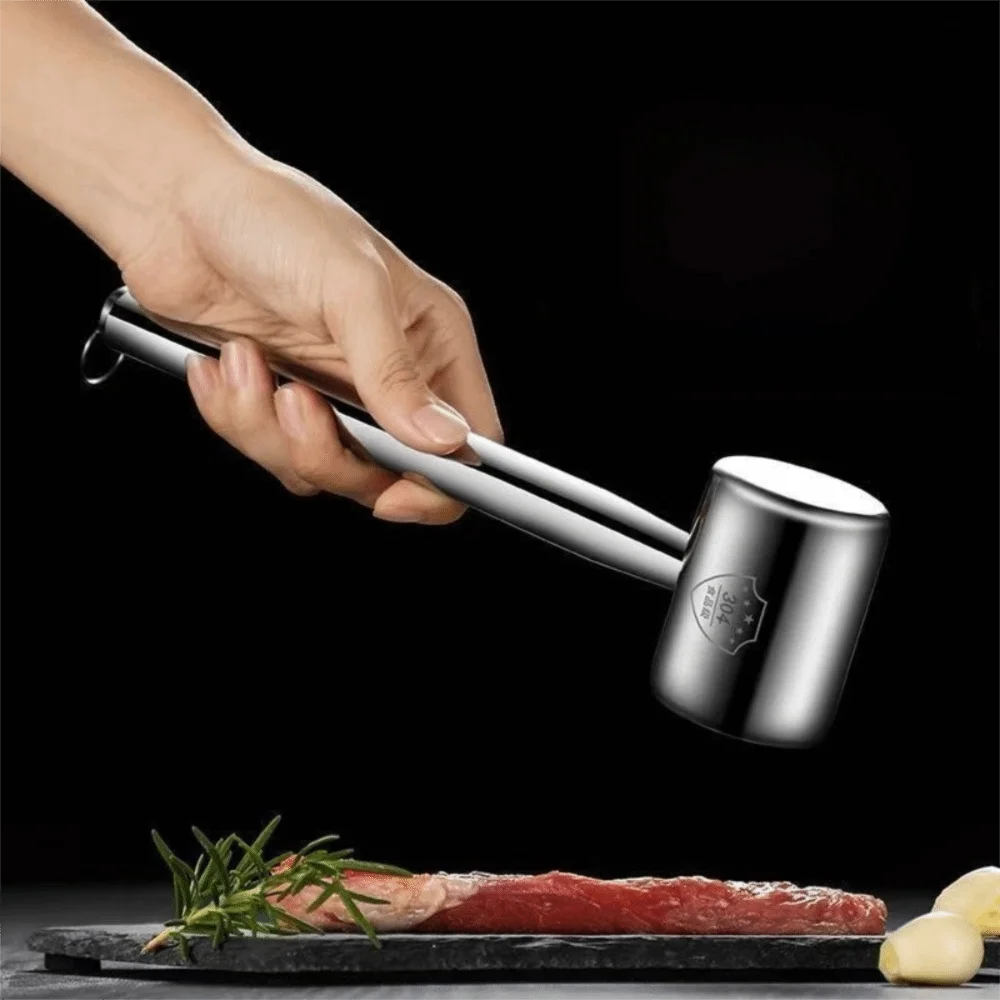 Stainless Steel Dual-head Use Meat Tenderizer Hanging Rust-proof Meat Knocker Professional Corrosion-resistant Meat Beat Hammer