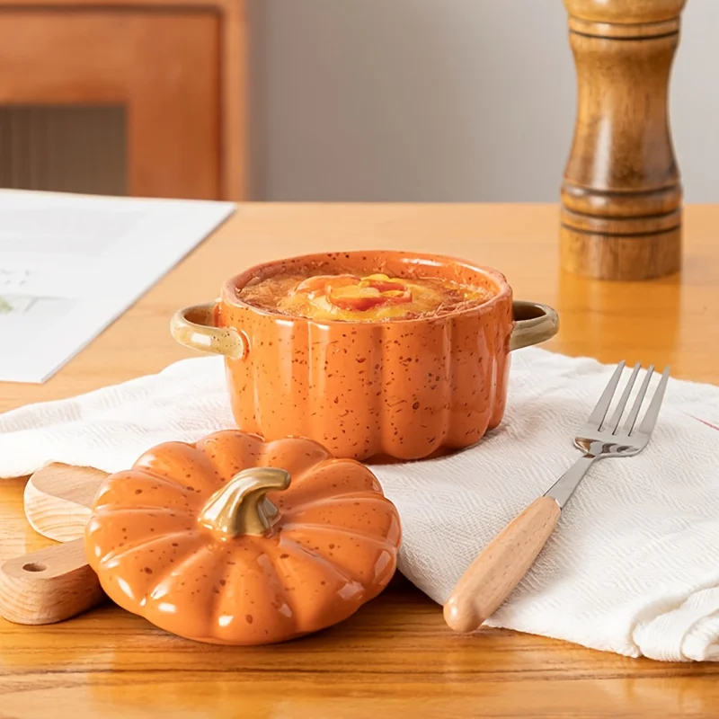 Mini Pumpkin Ceramic Stew Pot – Pumpkin-Shaped Baking & Serving Dish 1