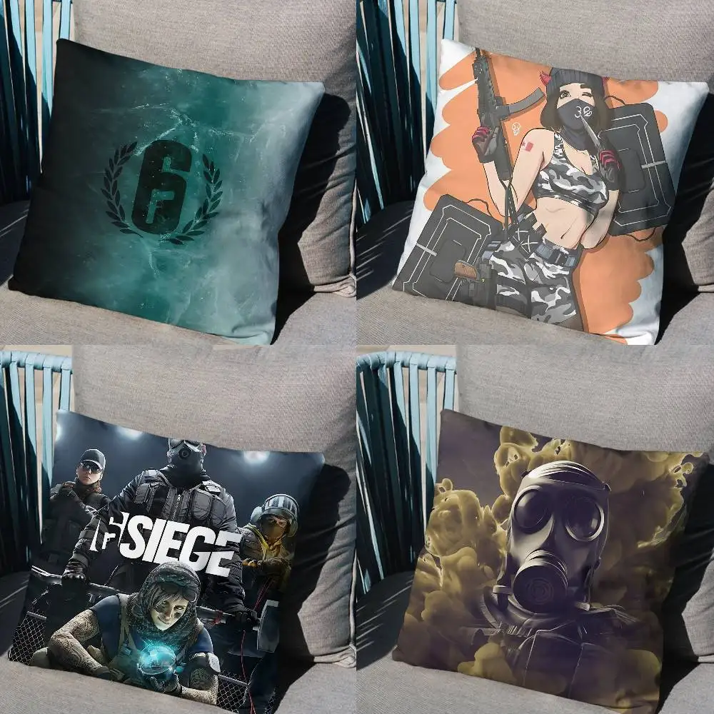 

Solid Snake Game Rainbow Six Pillow Case Square Double-Sided Printing Short Plush Sofa Cushion Cover Bedroom Bedside Pillow