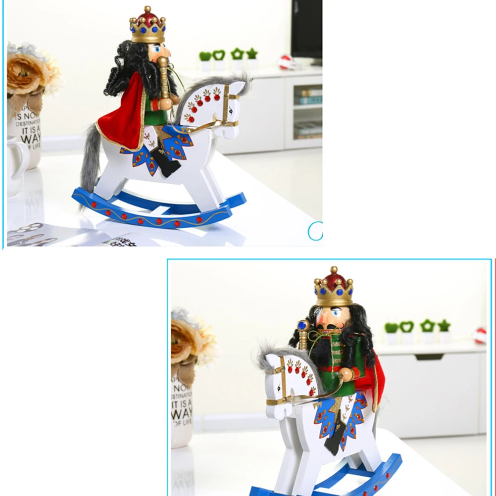 

Nutcracker Horse Rocking Wooden naments Home Decor Mini Figurines Statue Animal Bright Color Long Term Use Gift Choice