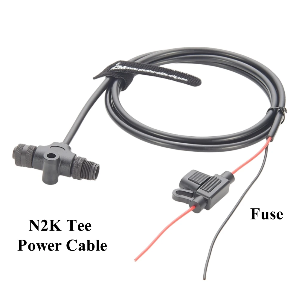 NMEA 2000 N2K Tee Power Cable with Fuse IP67 Marine Grade M12 5Pin Male to Female Drop for Lowrance Simrad B&G Navico Garmin