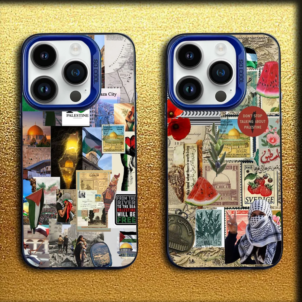 

Art P-Palestine-F-Flag Phone Case For iPhone 16,15,14,13,12,11,Mini,Pro,MAX Blue Matte Silicone Cover