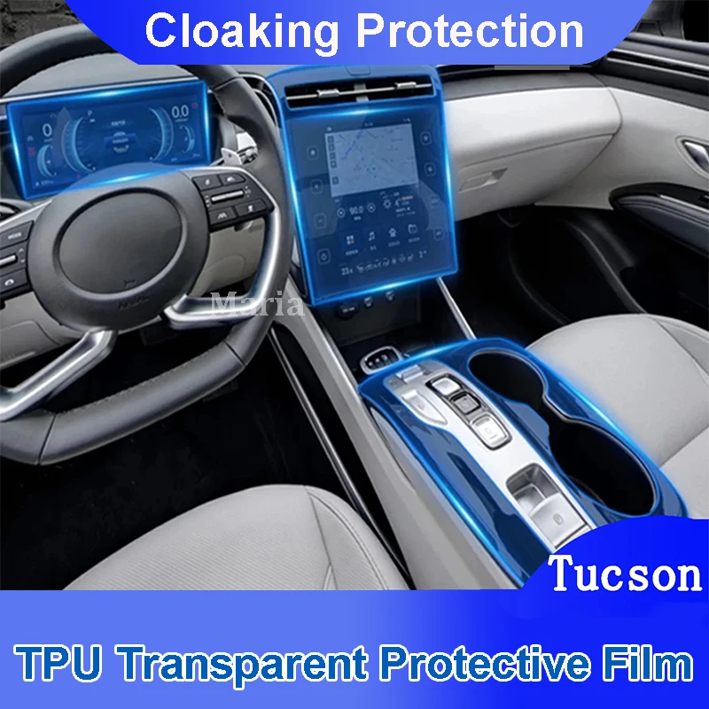 Car Interior For Hyundai Tuscan  Center Console Transparent TPU Protective Film Anti-scratch Repair Sticker Accessories