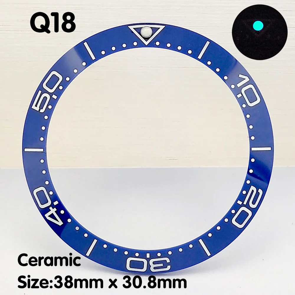 Watch Bezel 38mm Ceramic Bezel Men\'s Watch Ring Replacement Parts Fits 40mm Watch Parts High Quality Luminous Bezel