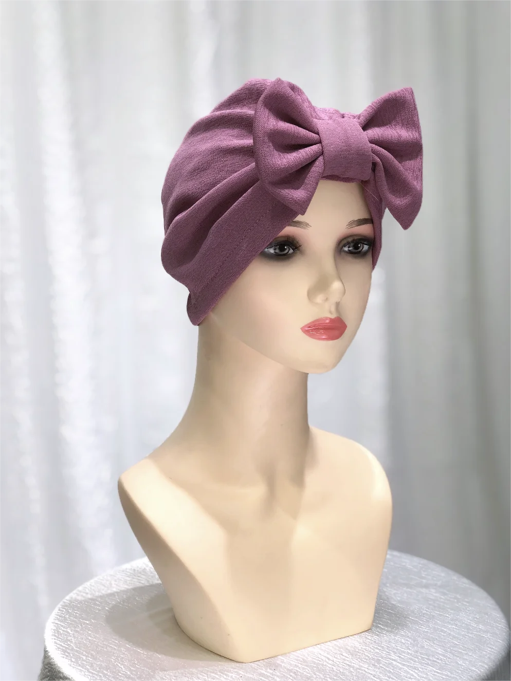 2024 new Malay Middle Eastern summer solid color bow hat Muslim turban hat elegant comfortable and breathable