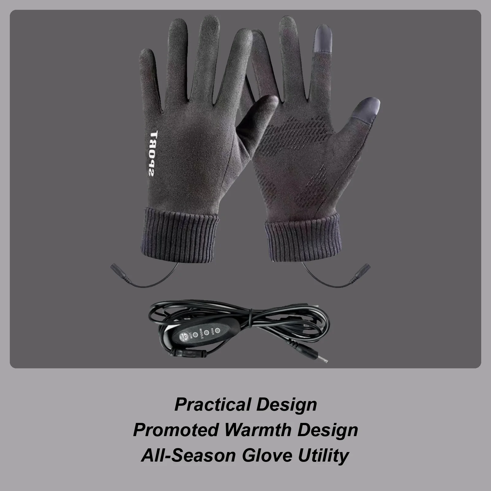 

Перчатки с подогревом для женщин, зимние перчатки с USB-подогревом, сенсорный экран, 3 настройки температуры, варежки для охоты, вождения в холодную погоду