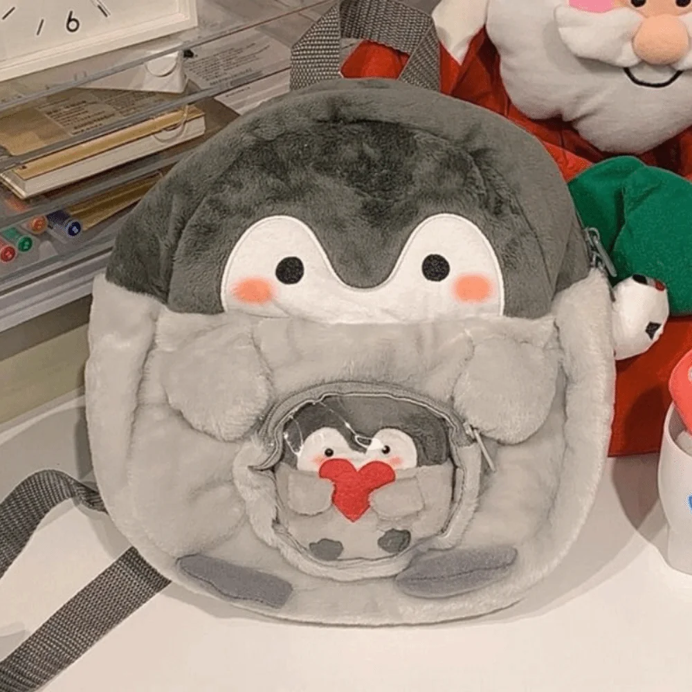 Einfacher transparenter Pinguin-Rucksack mit großem Fassungsvermögen und Anhänger, Cartoon-Puppentasche, JK Lolita, Geldbörse, Kinder, Schultasche, Geschenk
