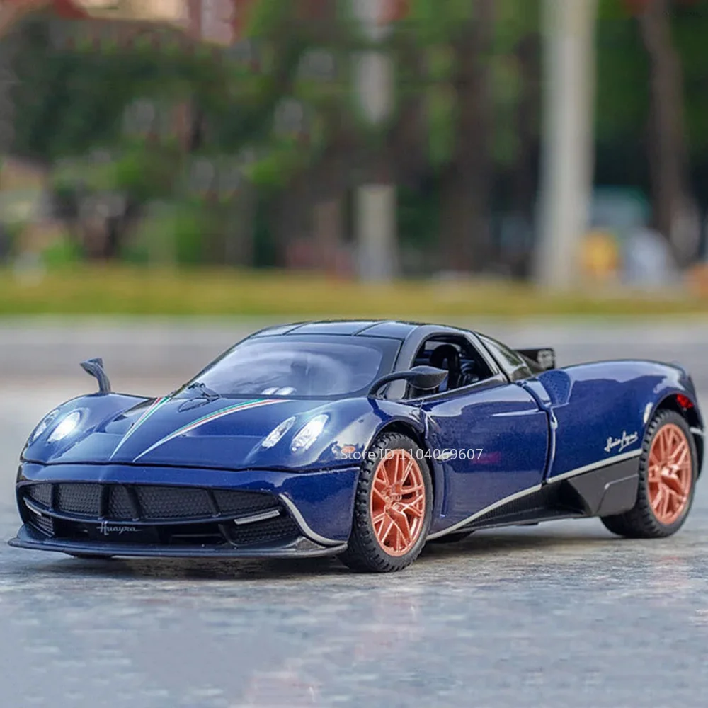 1:32 Pagani Huayra Dinastia Toy Sport Car Model Alloy Diecast Sound Light Pull Back Rubber Tires Racing Vehicle for Collection