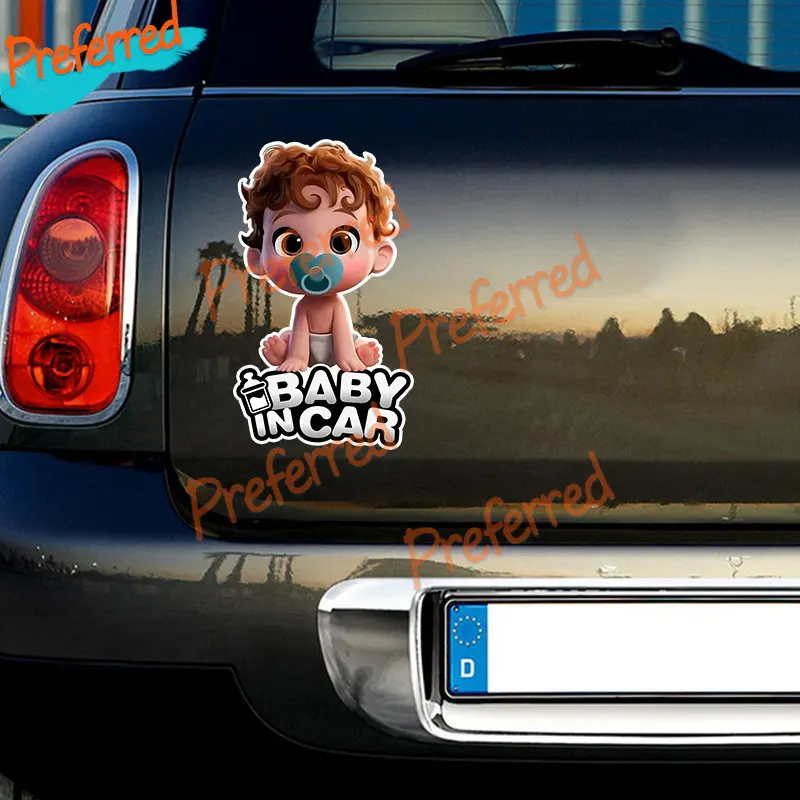 High Quality Decal Kid Children Boy on Board Baby In Car Cartoon Funny Die-Cut Stickers Girl on Board Bumper Rear Window