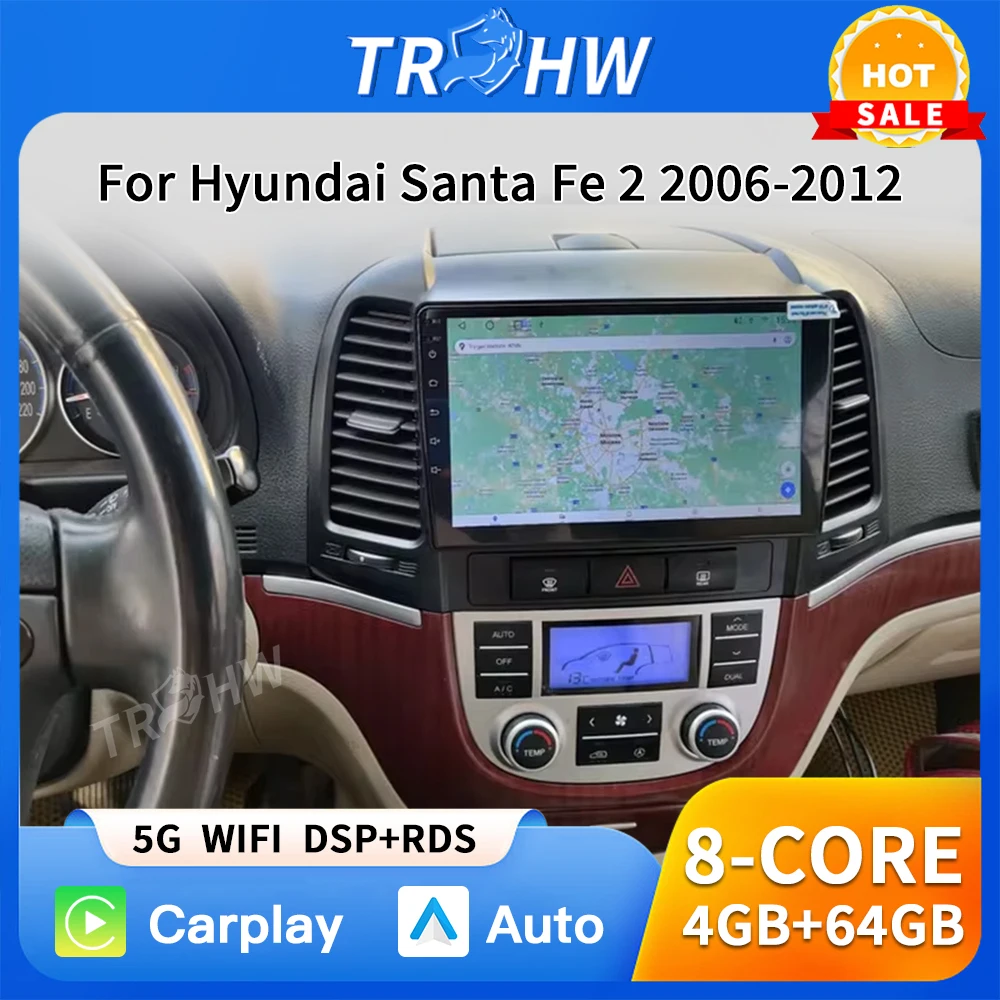 

Android 16 For Hyundai Santa Fe 2 2006 - 2012 Auto Radio Stereo Multimidia Player GPS Navigation Carplay Android Auto 2din DVD
