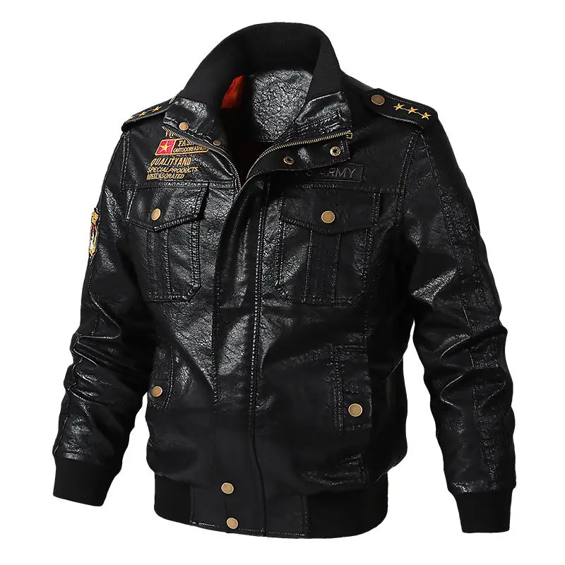 Blouson de moto en similicuir PU homme, vêtement d'extérieur noir avec fermeture éclair, surdimensionné 5XL A33, printemps automne 2022