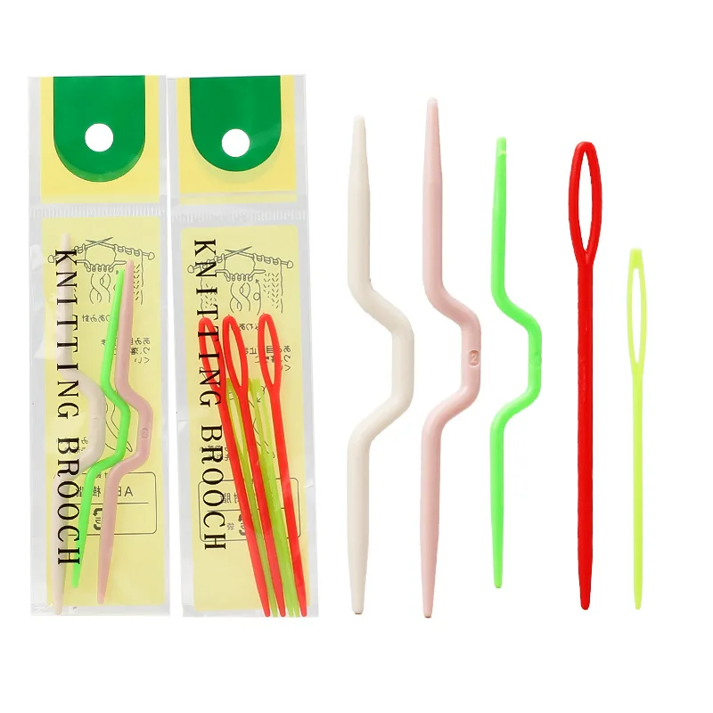 3Pcs Plastic Knitting Sewing Needles Curved Crochet U-shaped Large Eye Needle for Manual Scarf Sweater Twist Weaving Tools