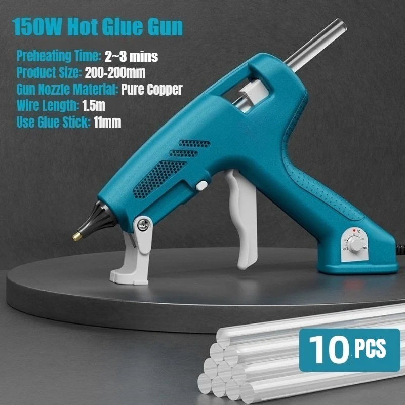 11mm Hot Melt Glue Gun for Household Handmade with Glue Stick 150W Industrial High Power Temperature Regulation Hot Silicone Gun