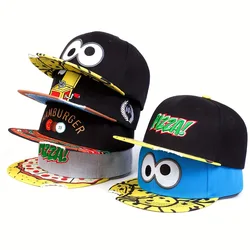 Trend Embroidered Cartoon Hip Hop Baseball Hat For Men And Women Eye Letter Pizaa Outdoor Travel Party Gathering Gift Peaked Cap